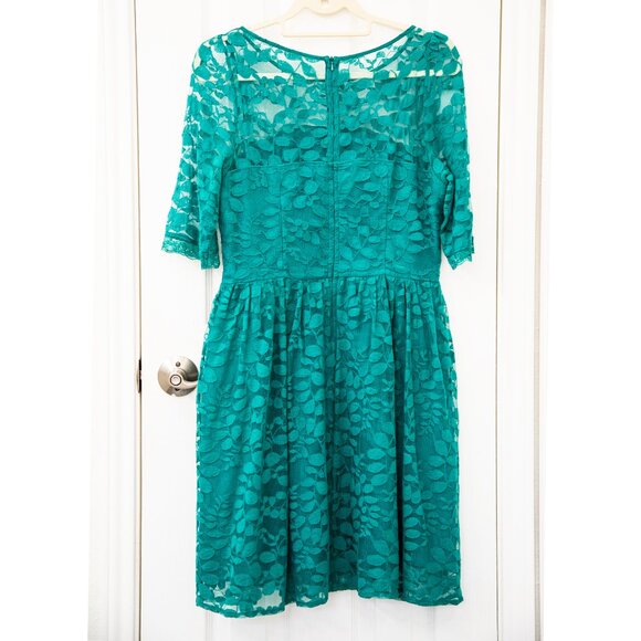 Dorothy Perkins Knee-Length Teal Lace Cocktail Dress, size 10 - Picture 5 of 10